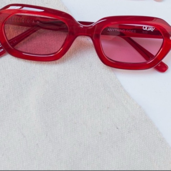 Quay Australia Red Cat-Eye Sunglasses with Metallic Detail - Picture 3 of 4